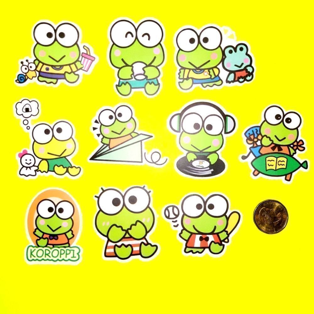 3/$20 Brand New 10x Sanrio Keroppi Waterproof Stickers #2